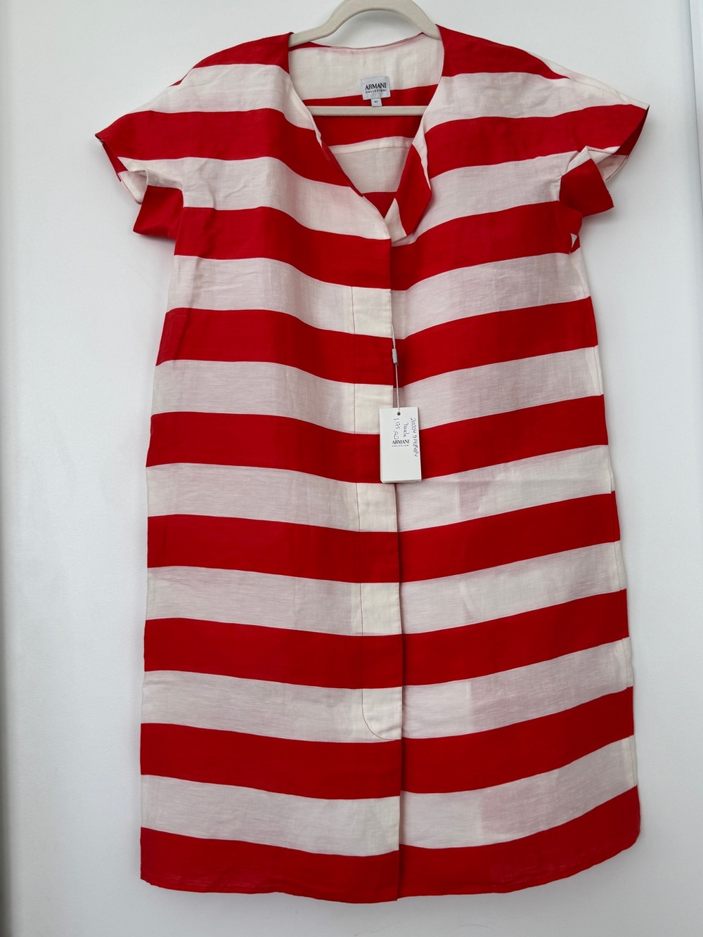 Armani Collezioni - Linen Red Orange Striped Dress - IT 42/US 6 - New with Tags